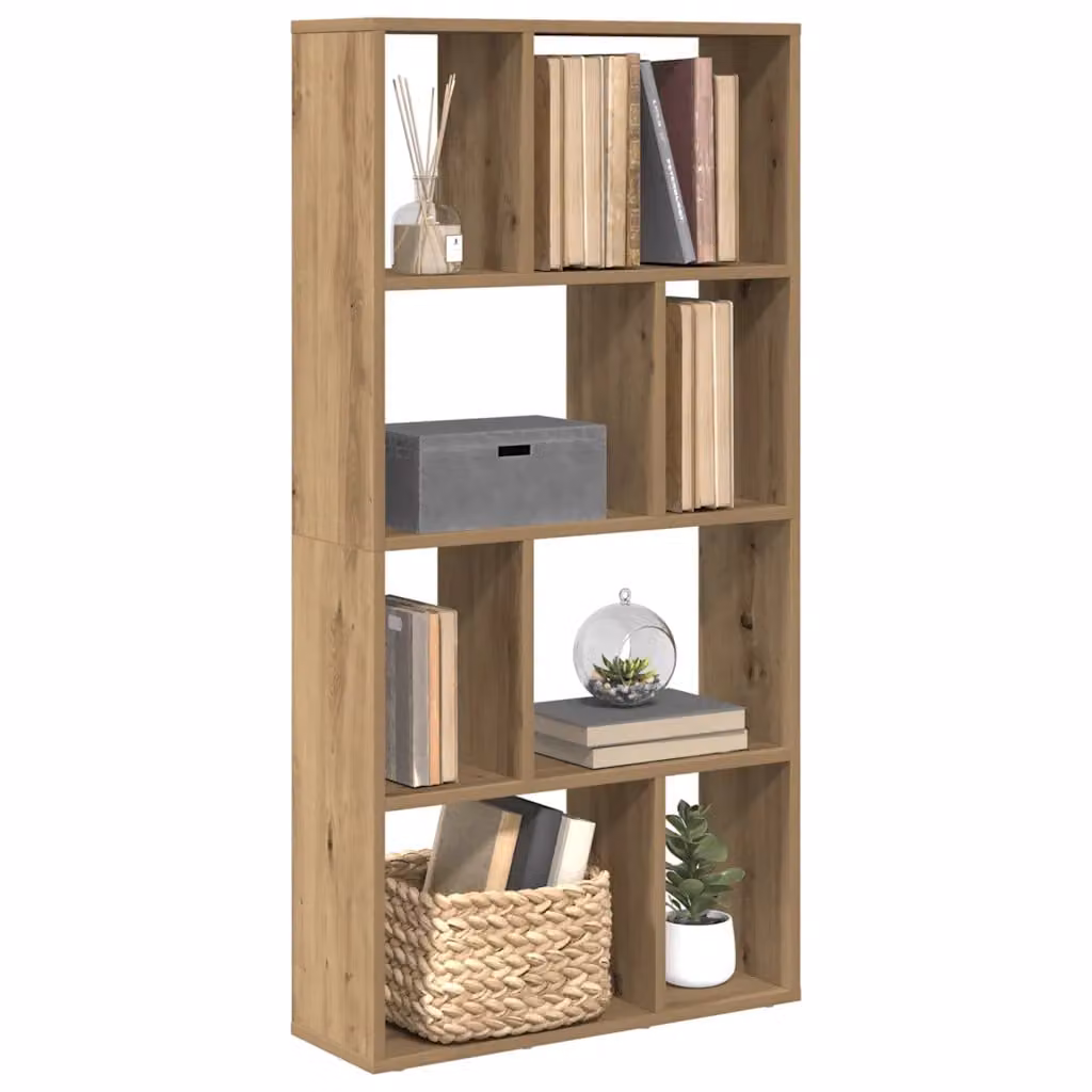 Libreria moderna vidaXL in MDF color marrone opaco, design geometrico, L: 60 cm, P: 20 cm, H: 120,5 cm