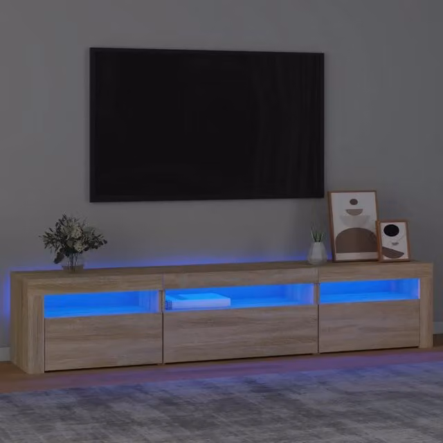 Mobile Porta TV con Luci LED-Mobile per TV-Credenza TV Rovere Sonoma 195x35x40 cm