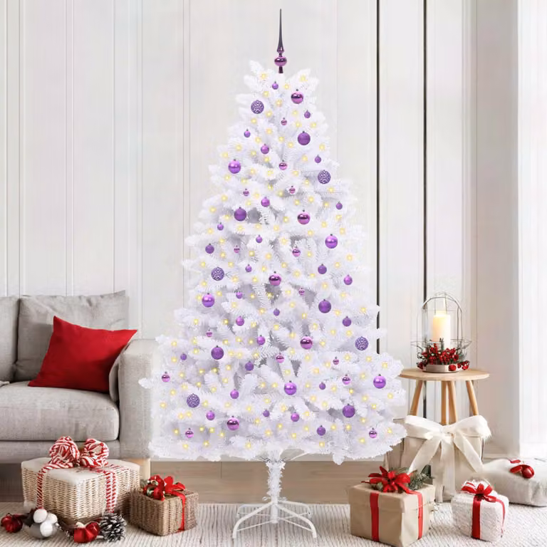 Maison Exclusive - Albero di Natale artificiale pieghevole, bianco, 210 cm, in PVC e acciaio