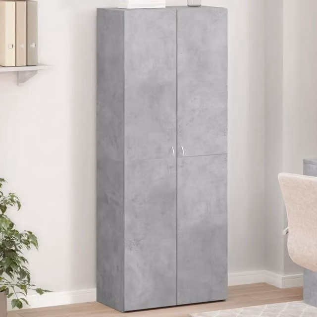 Schedario moderno vidaXL in MDF grigio opaco con ante a battente L: 60 cm, P: 32 cm, H: 153 cm