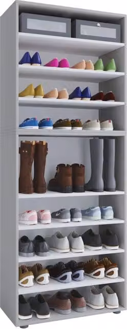 Legno Max Scarpiera H183 L70 P37 cm Mobile Porta Scarpe Salvaspazio con Ripiani Regolabili Colore Grigio