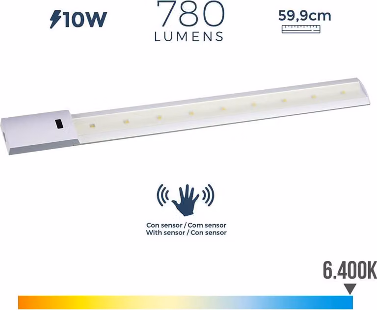 Striscia LED con sensore 10w 780lm 6400k luce fredda 5,5x59,9cm edm
