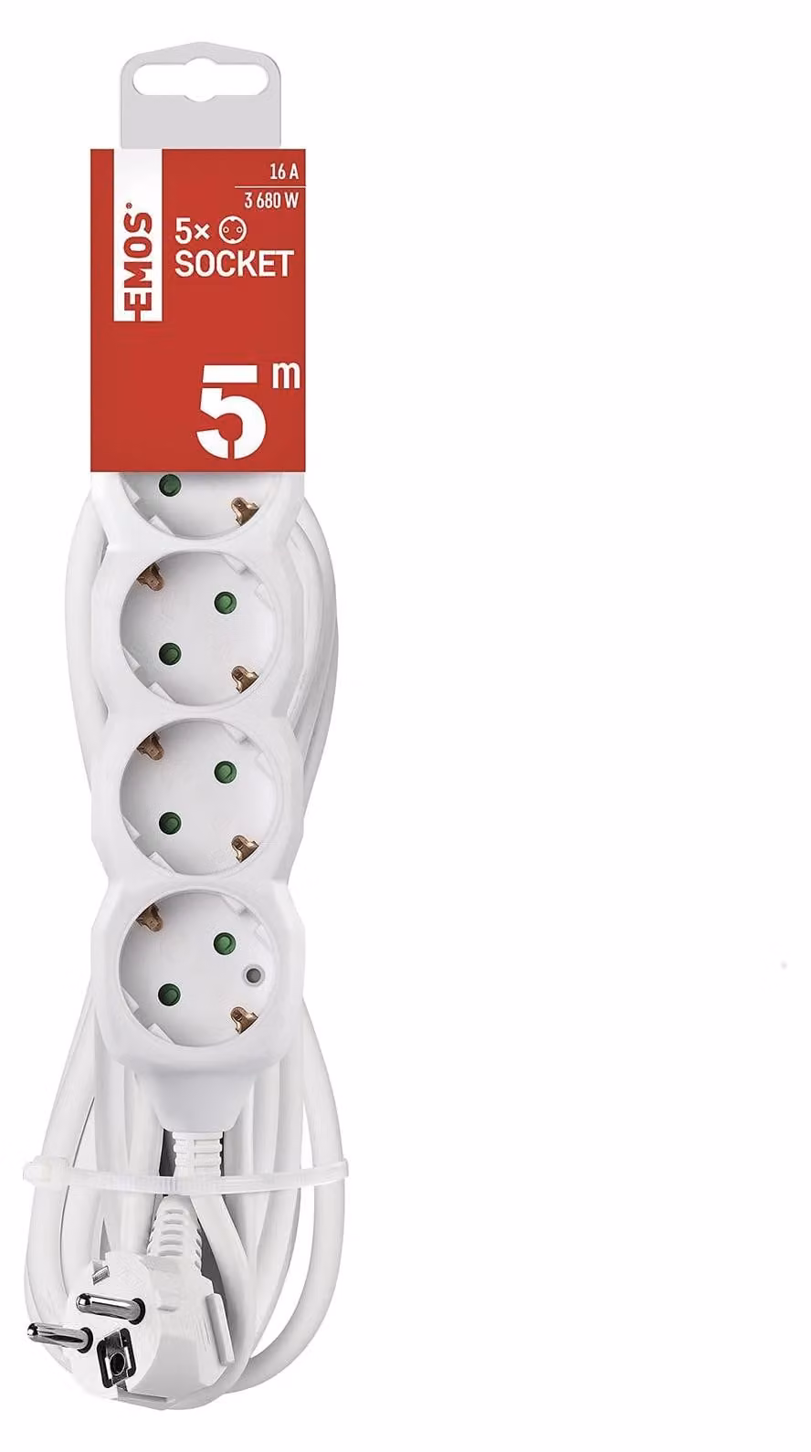 Ciabatta multipresa prolunga 5 m - 5 prese - 3680 W - Bianco