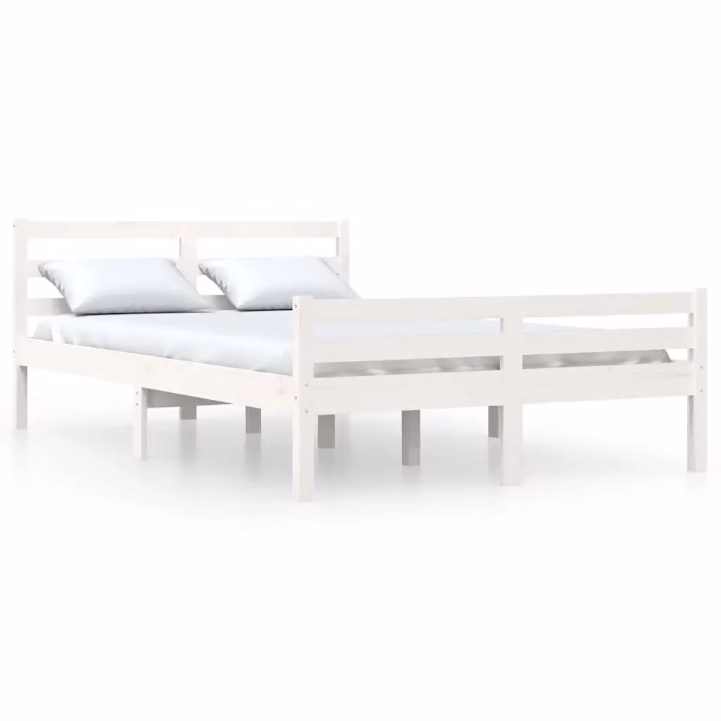 Letto con Giroletto Bianco in Legno di Pino Massello vidaXL L/P: 140 x 200 cm – 2