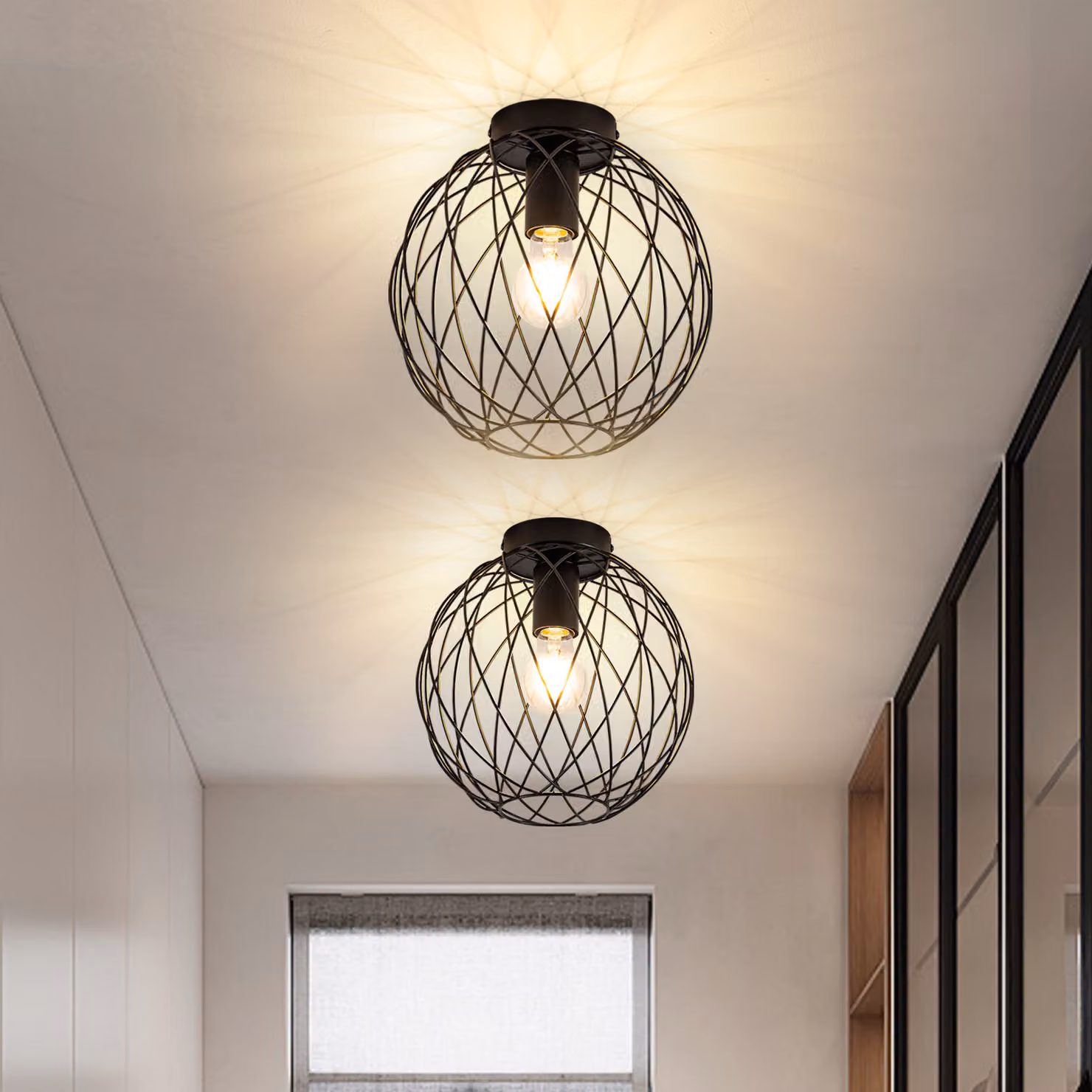 ZMH Faretto da soffitto Nero Lampada da corridoio Lampada da soggiorno retrò 1 Fiamma Plafoniera Piccola Plafoniera Industriale con Presa E27 Max.40W Lampada da Cucina Metallo per Soggiorno Sala da Pranzo Camera da Letto Cucina Ø 25cm