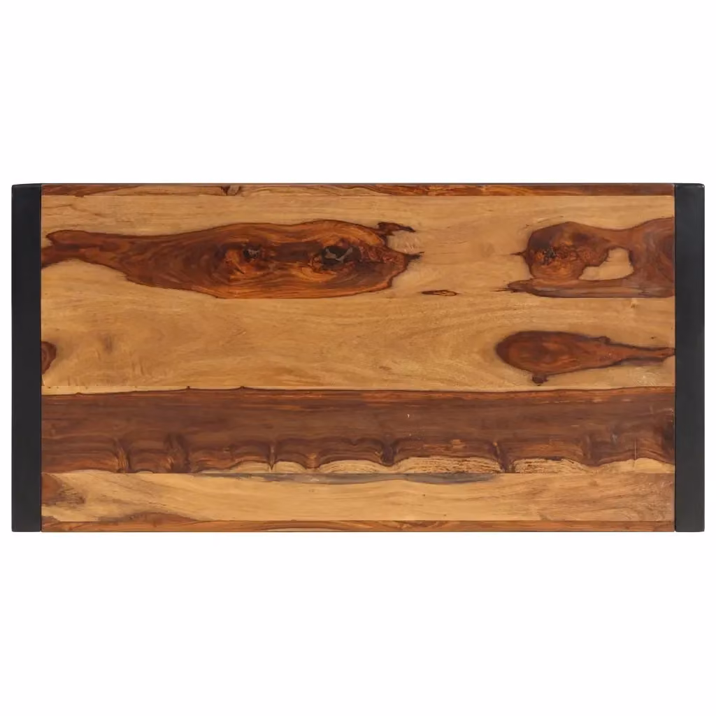 Tavolino da salotto rettangolare vidaXL in legno massello di acacia e metallo, colore marrone, L 120 cm x P 60 cm x H 40 cm – 2