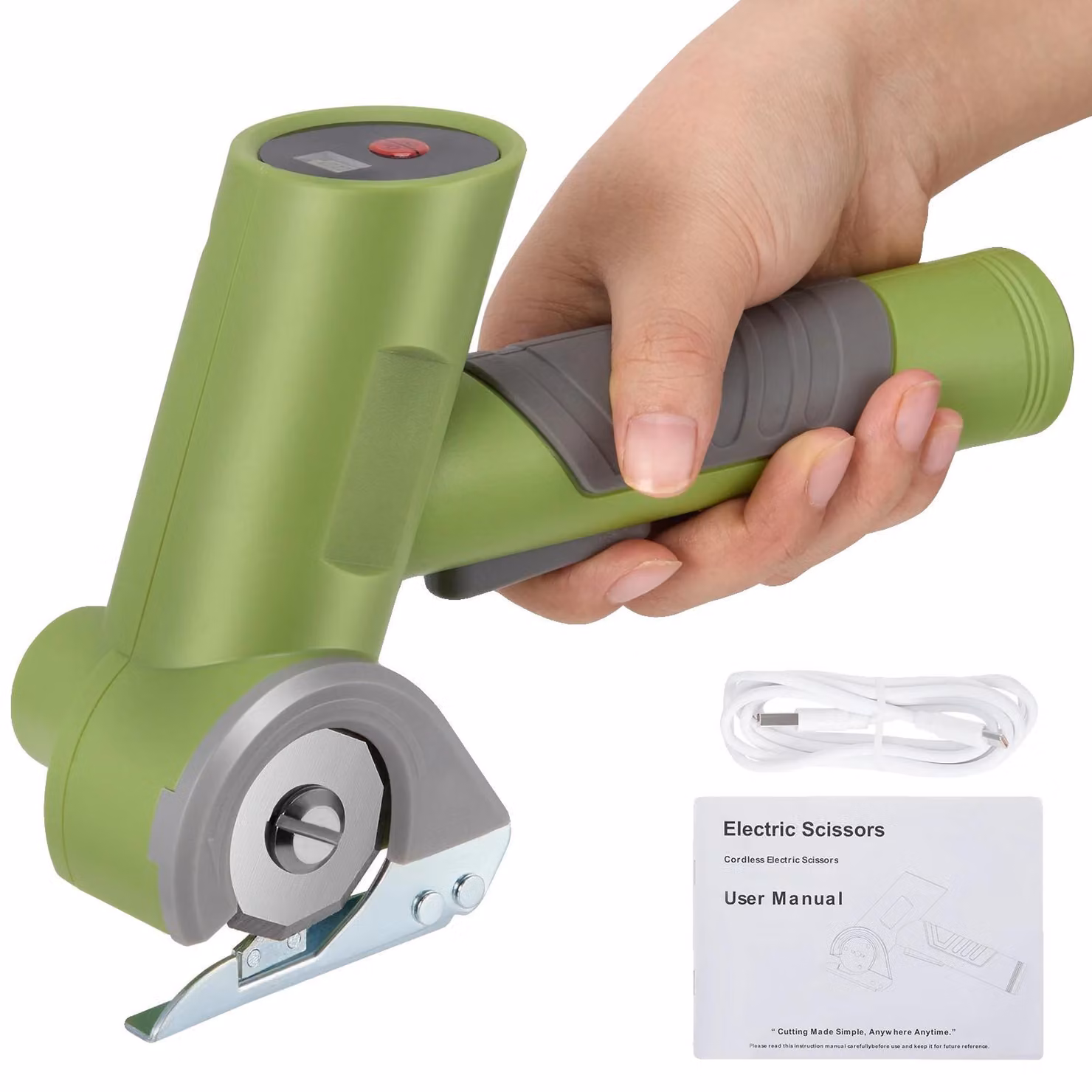 Tagliacarte rotativo, senza fili, ricaricabile, verde