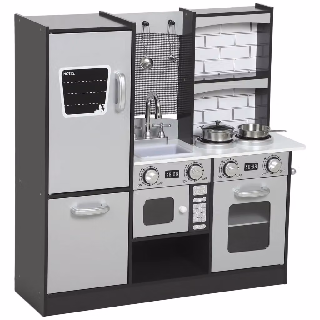 Cucina Giocattolo in Legno e Acciaio Xylo con Suoni e Accessori, Marrone e Grigio, per Bambini dai 3 Anni in su – 2