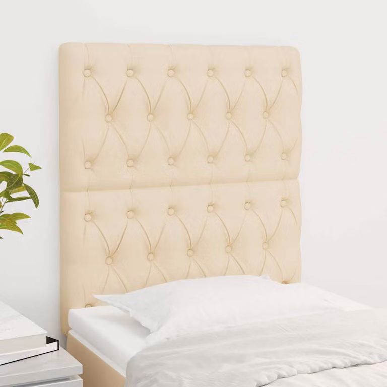 Testiera per letto imbottita vidaXL in tessuto beige con struttura in legno di larice L: 80 cm, P: 7 cm, H: 118-128 cm