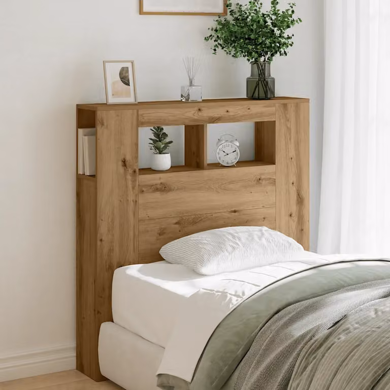 Testiera Letto con LED e Porta USB vidaXL in Rovere Marrone, L 100 x P 18,5 x H 103,5 cm