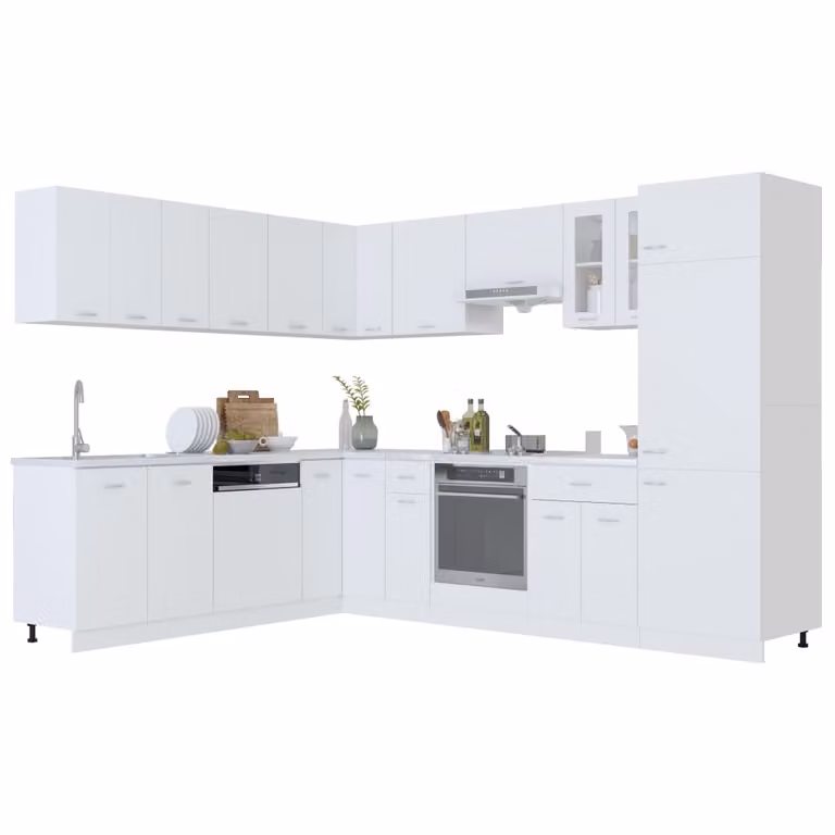 Set Armadi da Cucina 14 pz Lyon Bianco in Truciolato