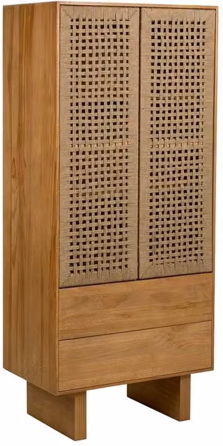Armadio in legno e corda intrecciata marrone 75x45x170h