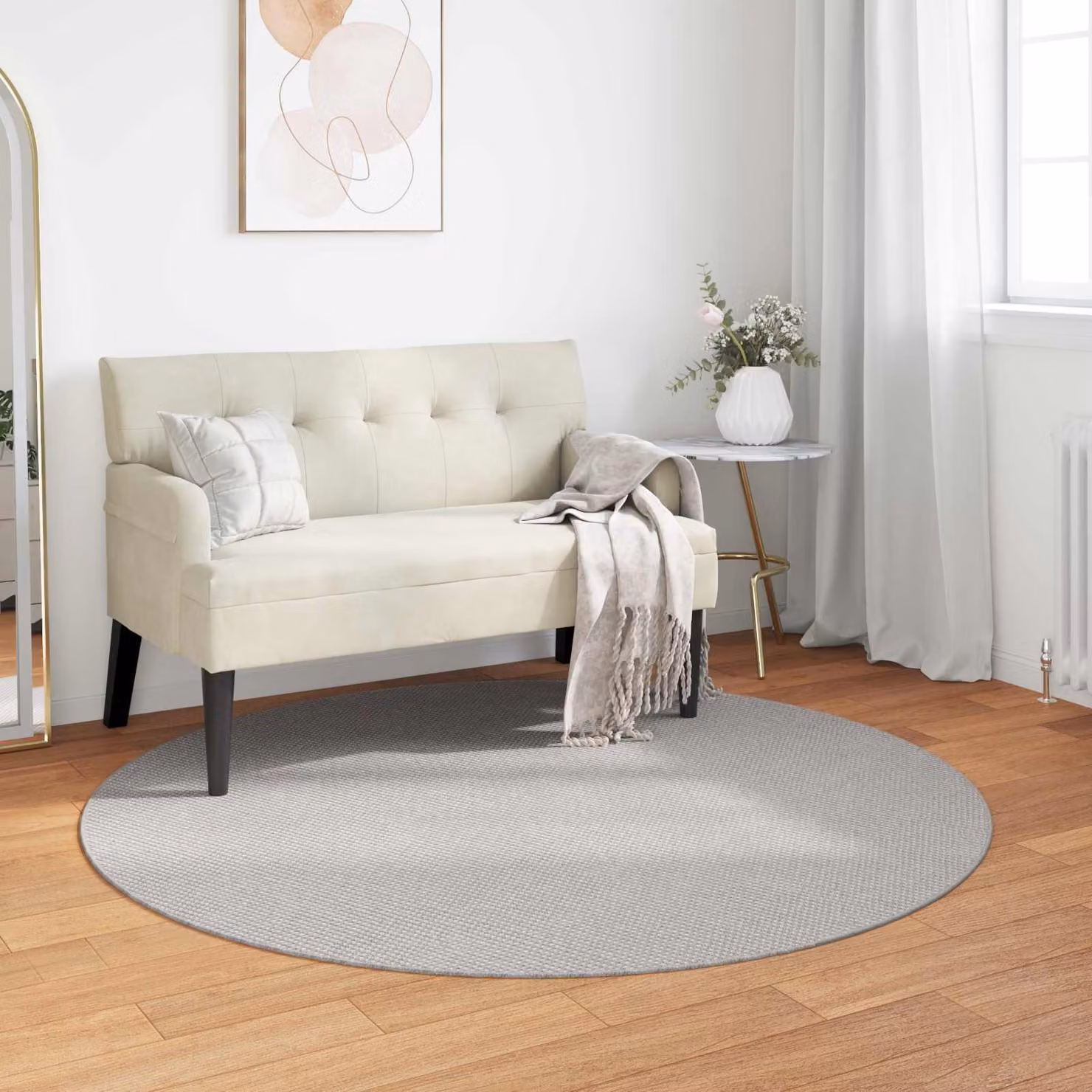 Tappeto per interni vidaXL LUGO moderno in poliestere, beige e grigio, Ø 160 cm