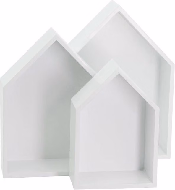 Set di 4 Mensole Casetta Casa Collection Bianco L 26,5 cm, P 10 cm, H 35 cm