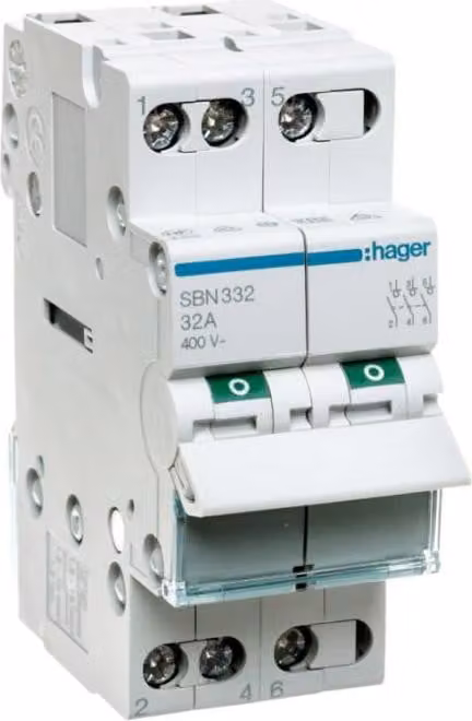 Interruttore 32A 3 contatti NA 400V AC 2PLE Hager SBN332