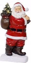 Decorazione Babbo Natale Kaemingk in ceramica rossa con luci H: 30 cm, L: 17 cm, P: 9 cm
