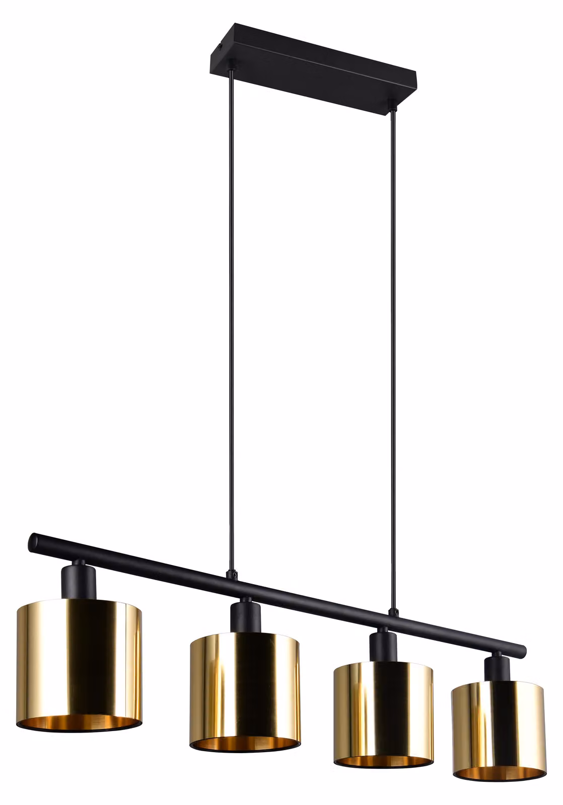 Lampada a sospensione, 4 luci, oro nero, L 75 cm