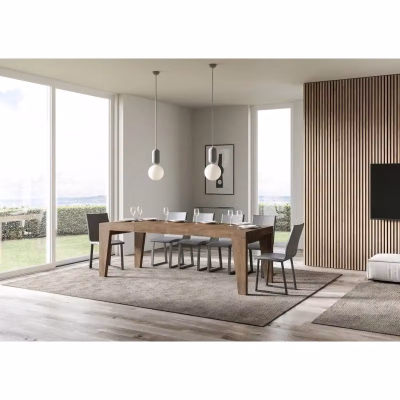 Tavolo allungabile moderno ITAMOBY rettangolare in finitura noce marrone con piano in laminato MDF – 2