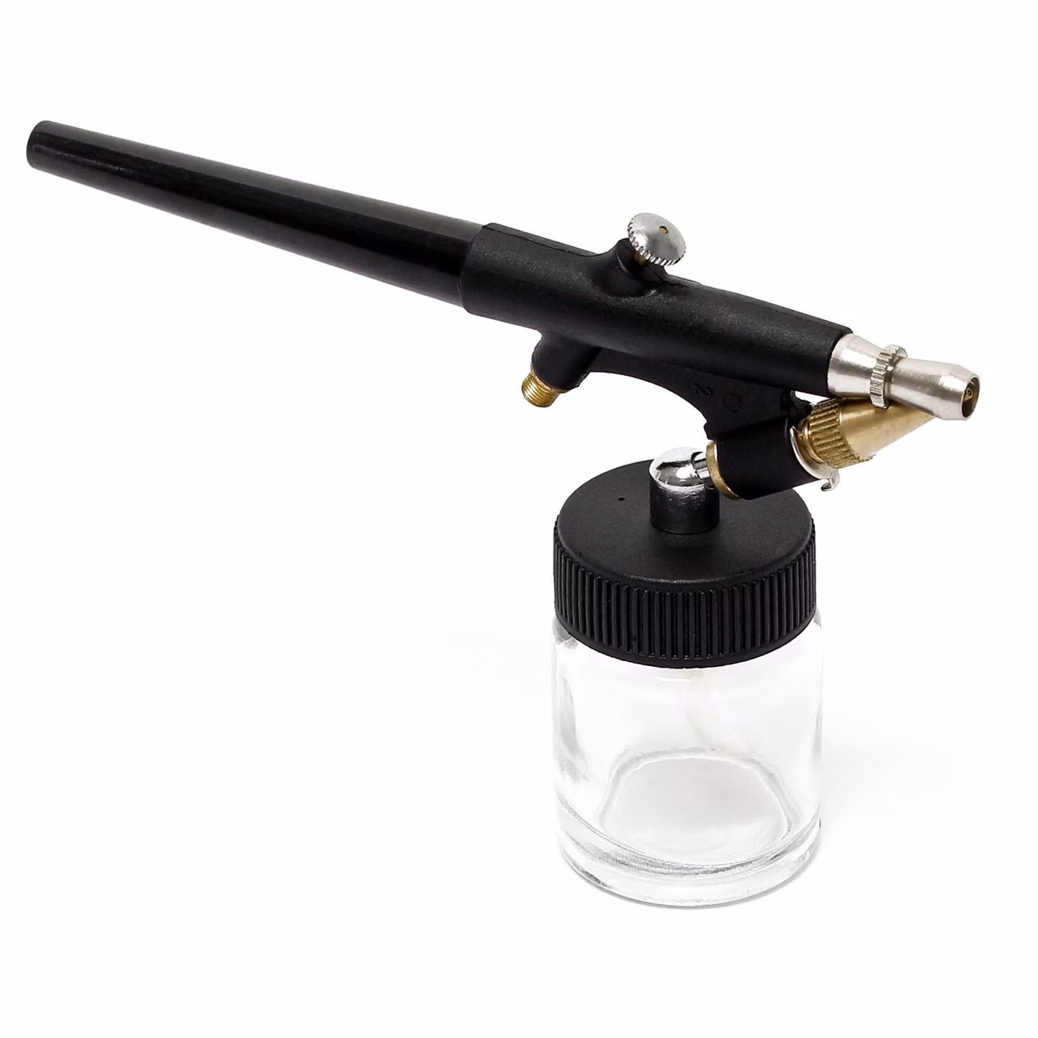 Pistola per aerografo Wiltec tipo 138 con funzione a singola azione, ugello Ø 0,8 mm, 2 tazze di colore, pipetta e tubo flessibile per modellismo, nail art ecc.