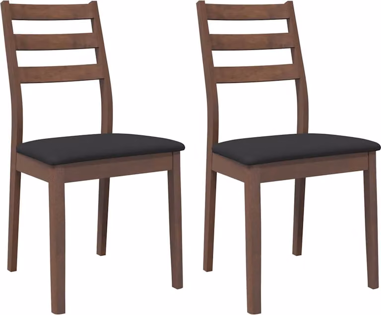 Sedie da Pranzo con Cuscini 2pz Marrone Legno Massello di Hevea