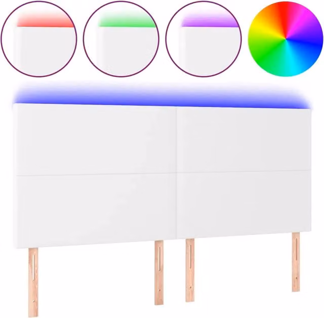 Testata del letto con illuminazione LED e porta di ricarica USB in similpelle rosa e bianca, L: 200 cm, P: 5 cm, H: 118/128 cm – 1