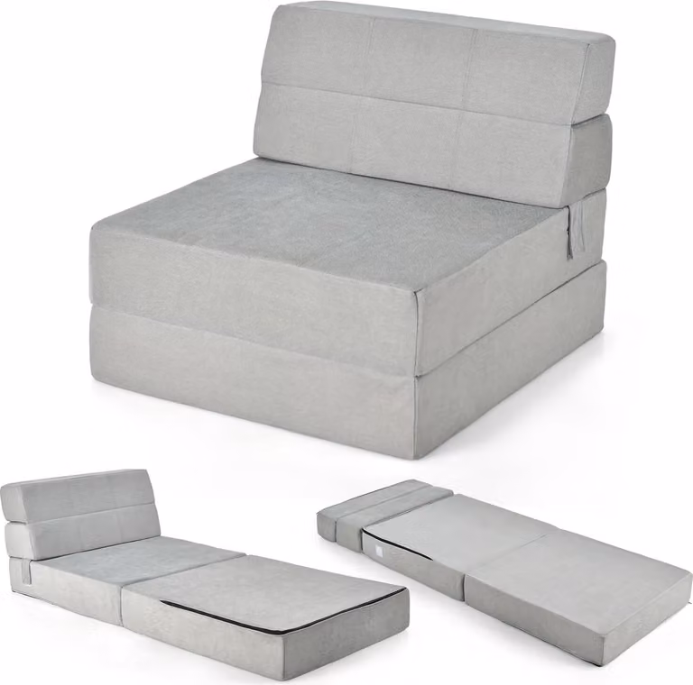 Materasso pieghevole per ospiti, materasso pieghevole in schiuma da 15 cm di spessore, materasso pieghevole 3 in 1 con funzione letto, materasso da viaggio con rivestimento lavabile, poltrona letto per campeggio e viaggi, 190x71x15 cm (grigio)