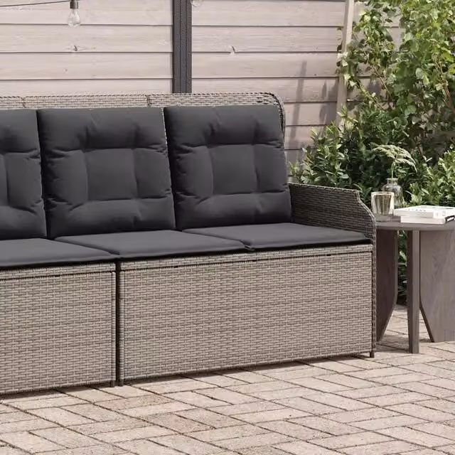 Panca Reclinabile da Giardino Outsunny in Polyrattan Grigia con Cuscini