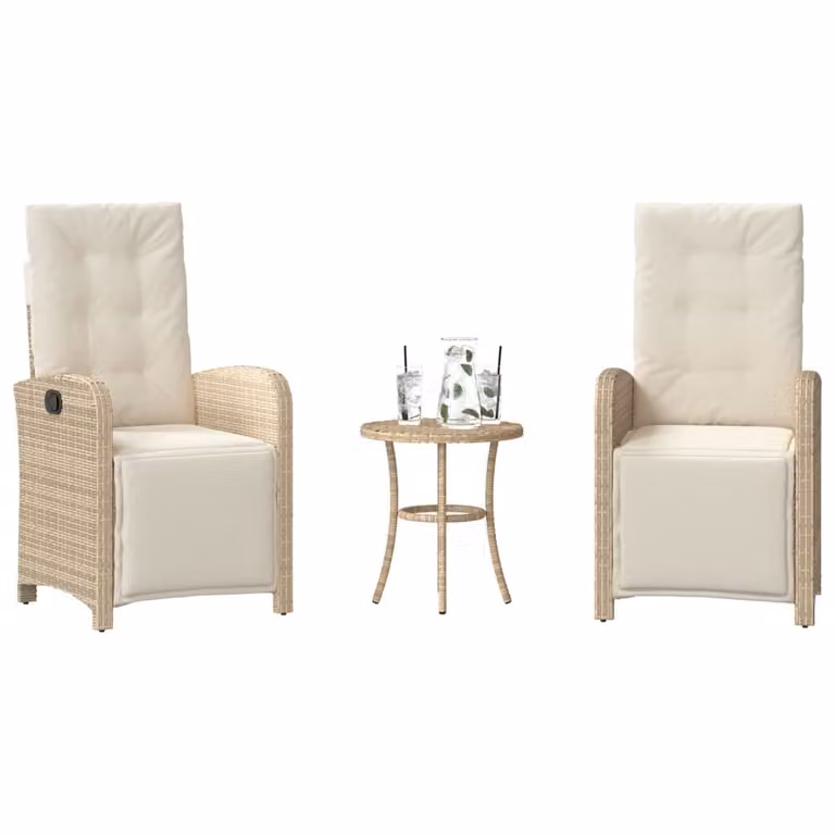 Maison Exclusive - Set da bistrot 3 pezzi con cuscini in polyrattan beige