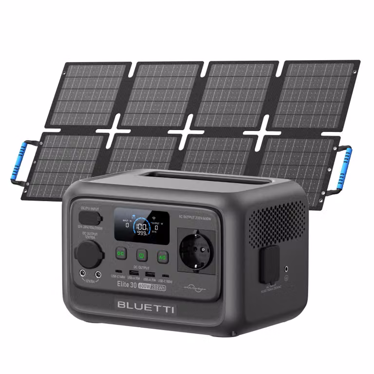 BLUETTI Elite 30 V2 + 60W Pannello Solare Accumulo Solare 600W / 288Wh Batteria Generatore Solare Powerstation Portatile per Casa-Backup/Alimentazione di Emergenza/Campeggio/Emergenza