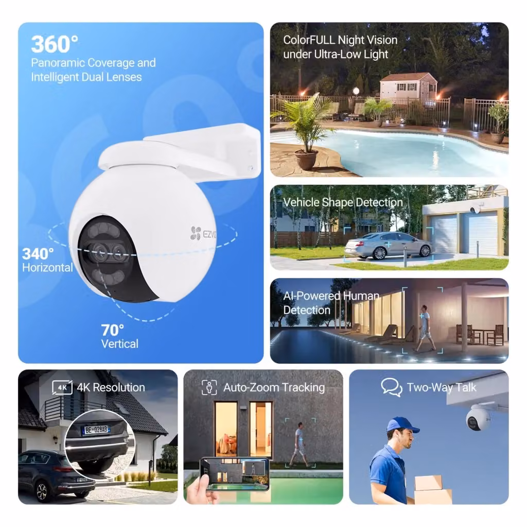 Telecamera Panoramica Wi-Fi per Esterni Ezviz Bianca con Risoluzione 4K – 2