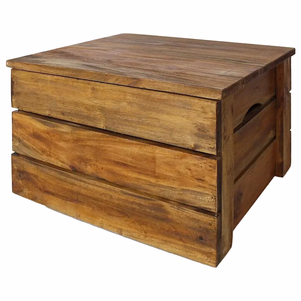 Set di 2 casse portaoggetti in legno massello color marrone vidaXL – 2