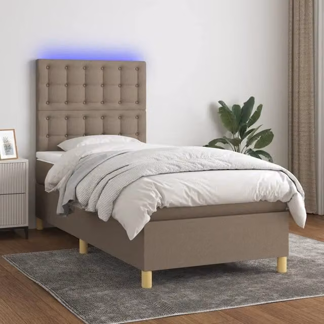 Letto Ibrido vidaXL con Materasso a Molle Insacchettate e Illuminazione LED Beige L/P: 90 x 200 cm – 1