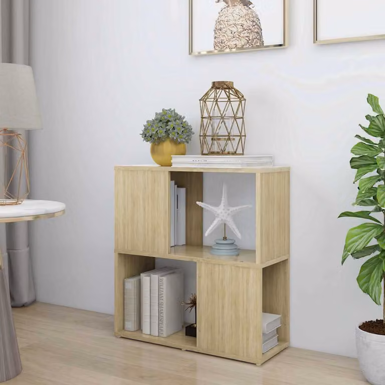 Libreria moderna vidaXL in MDF color beige e marrone, con pannello posteriore, L 60 cm x P 24 cm x H 63 cm