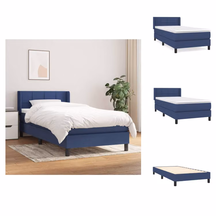 vidaXL Letto a molle con materasso blu 80x200 cm in tessuto - Letti & strutture letto