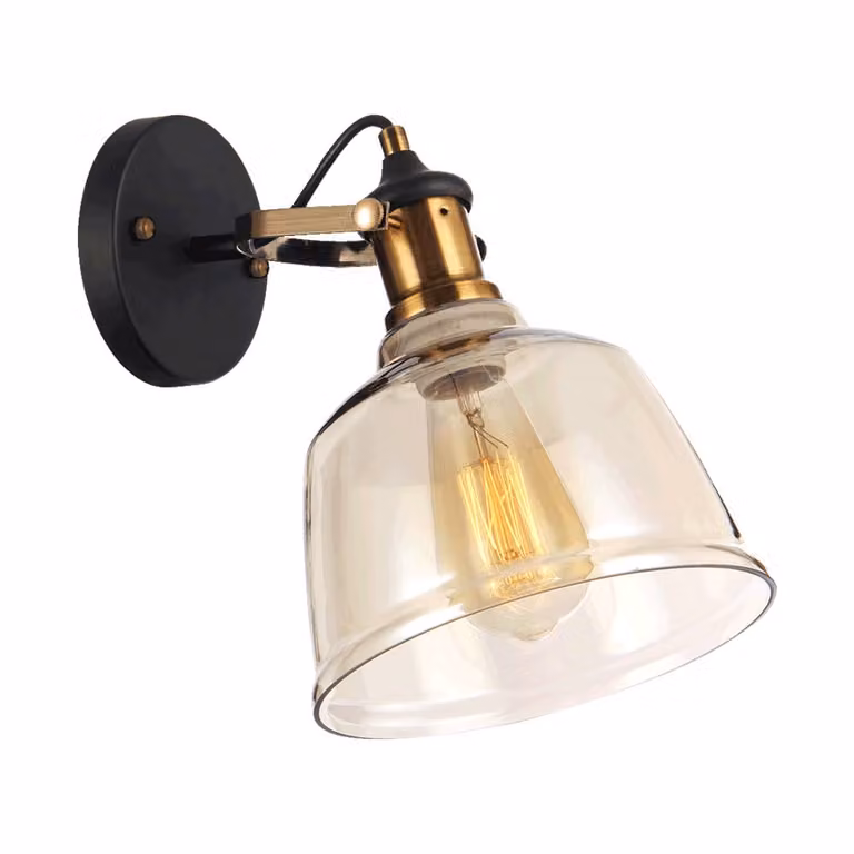 Applique FAMOSA 1xE27/40W ottone antico/cognac L: 19,5cm L: 25cm H: 25cm dimmerabile