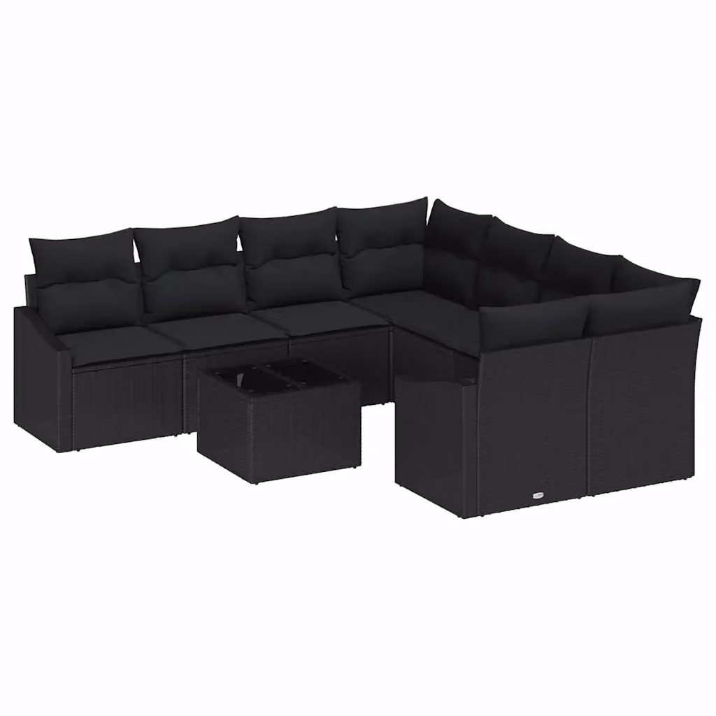 Set di divani da giardino vidaXL in polyrattan nero con cuscini inclusi – 2
