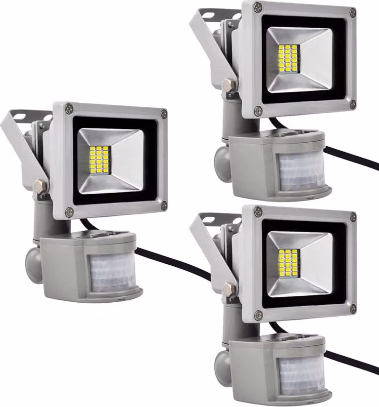 Greenmigo 3X 20W SMD LED Proiettore Floodlight con sensore di movimento, faro, proiettore da esterno, faretto da parete, alluminio, IP65, impermeabile, 85-265 V CA, bianco freddo, bianco luce diurna