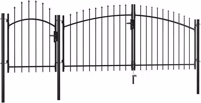 Cancello da Giardino Woerden in acciaio 1,5X4 m Nero 144364