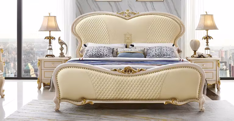 Designer Bett Chesterfield Echtholz Betten Doppel Schlaf Zimmer Luxus 180x200