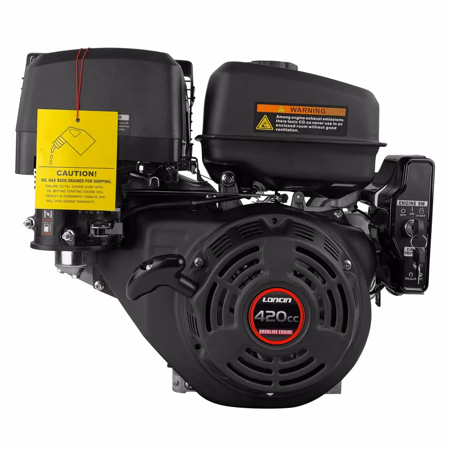 Motore a benzina Loncin G420FD (Honda GX420) 16 CV, Albero scanalato Ø 25 mm, Avviamento elettrico