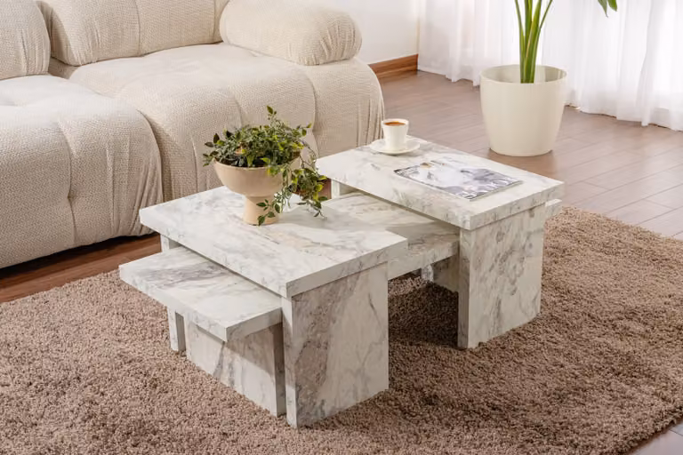 Skye Decor, Sanctuary - Fressia Marble, tavolino, marmo fresia, 100 % truciolato rivestito in melamina, 110 x 45 x 41,5