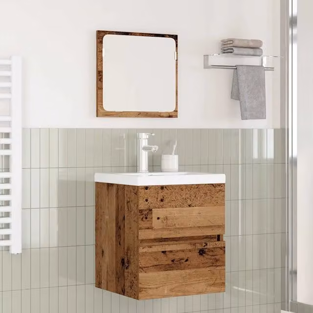 Set di mobili per il bagno moderno vidaXL in legno e bianco con mobile lavabo sospeso L/P/H: 76,7 x 46 x 41 cm