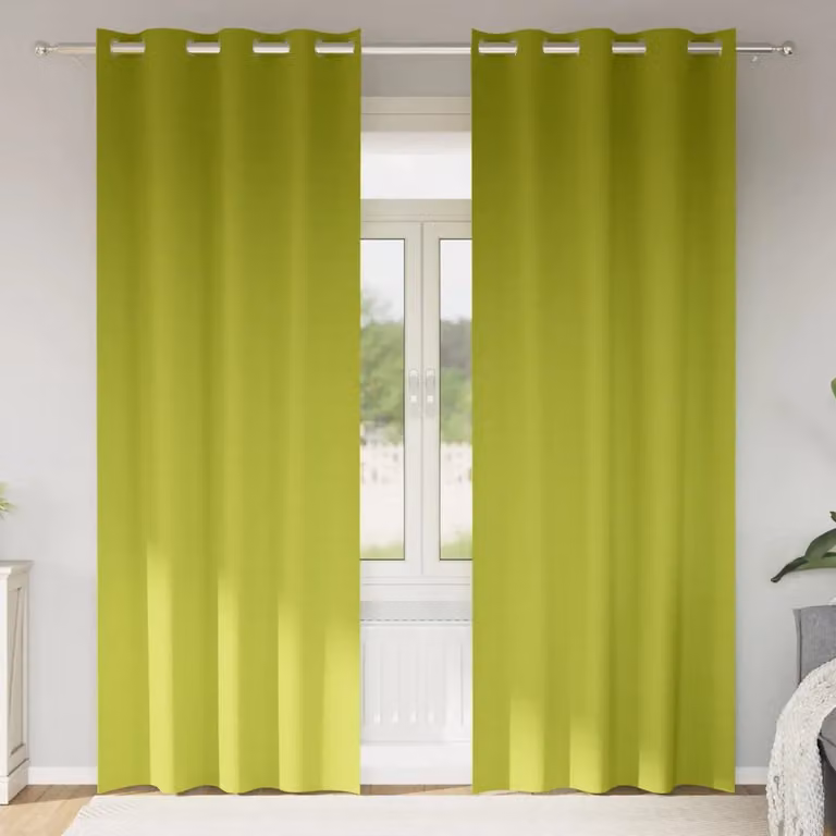 Set di 2 tende blackout vidaXL con anelli in poliestere, colore verde, H: 225 cm x L: 140 cm