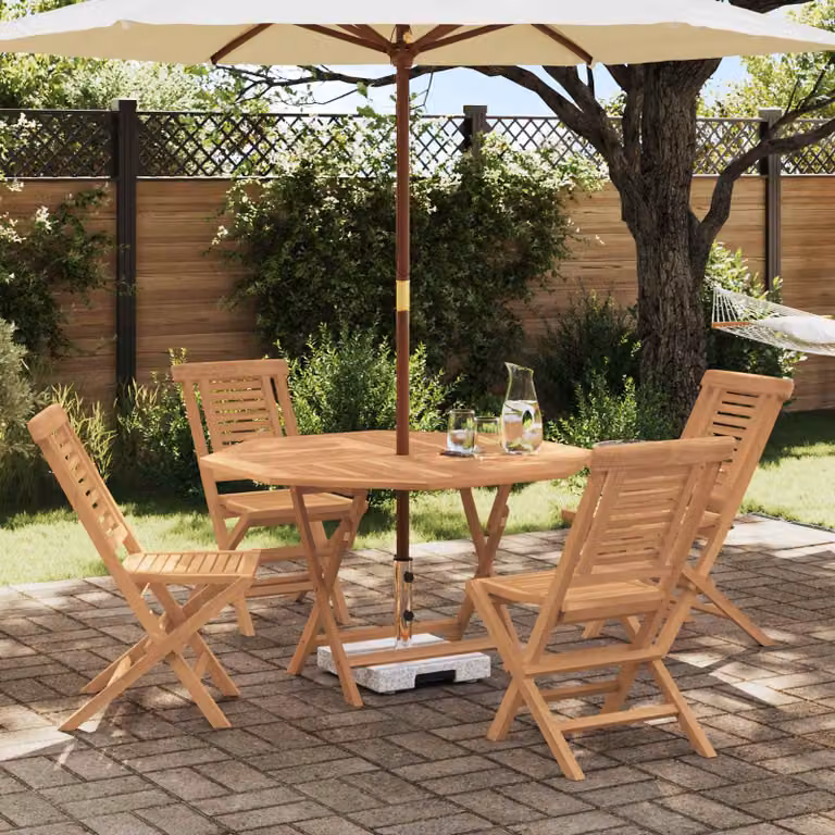 Set da giardino vidaXL in legno di teak solido marrone composto da 5 pezzi