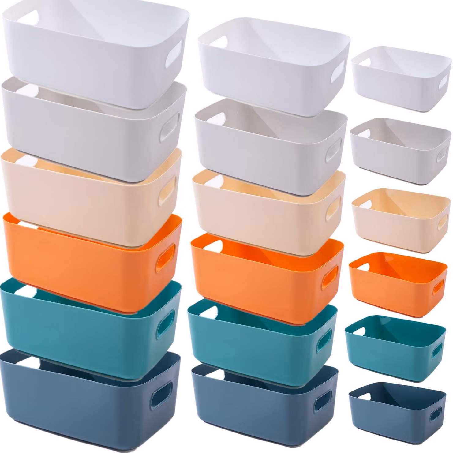 Set di contenitori in plastica - 7 pezzi - Organizer multifunzionali per bagno, cucina, ufficio - Contenitori portaoggetti