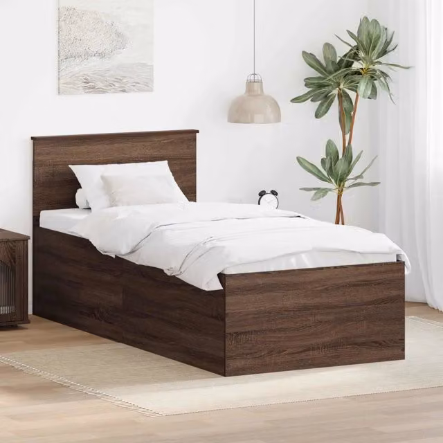 Struttura del letto con testiera vidaXL in legno Rovere Marrone L/P/H: 190 x 90 x 78 cm