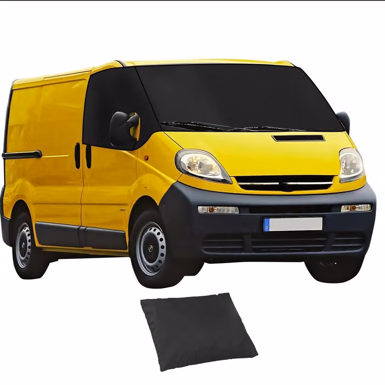 Copertura per parabrezza realizzata in tessuto Oxford 600D, colore nero, compatibile con Opel Vivaro dal 2001 al 2014