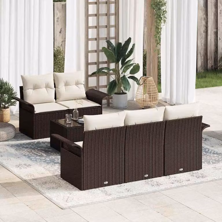 Maison Exclusive - Set di divani con cuscino 6 pcs Marrone polyrattan