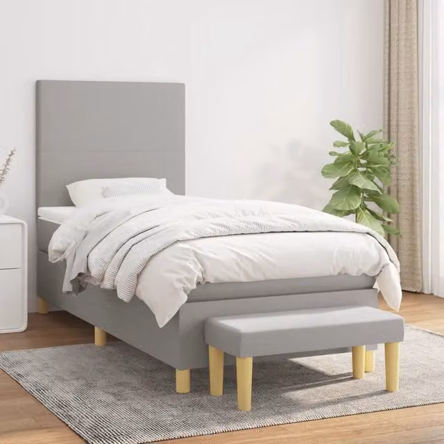 Letto Ibrido con Giroletto a Molle e Materasso vidaXL, Grigio e Bianco, L/P/H: 90 x 190 x 31 cm