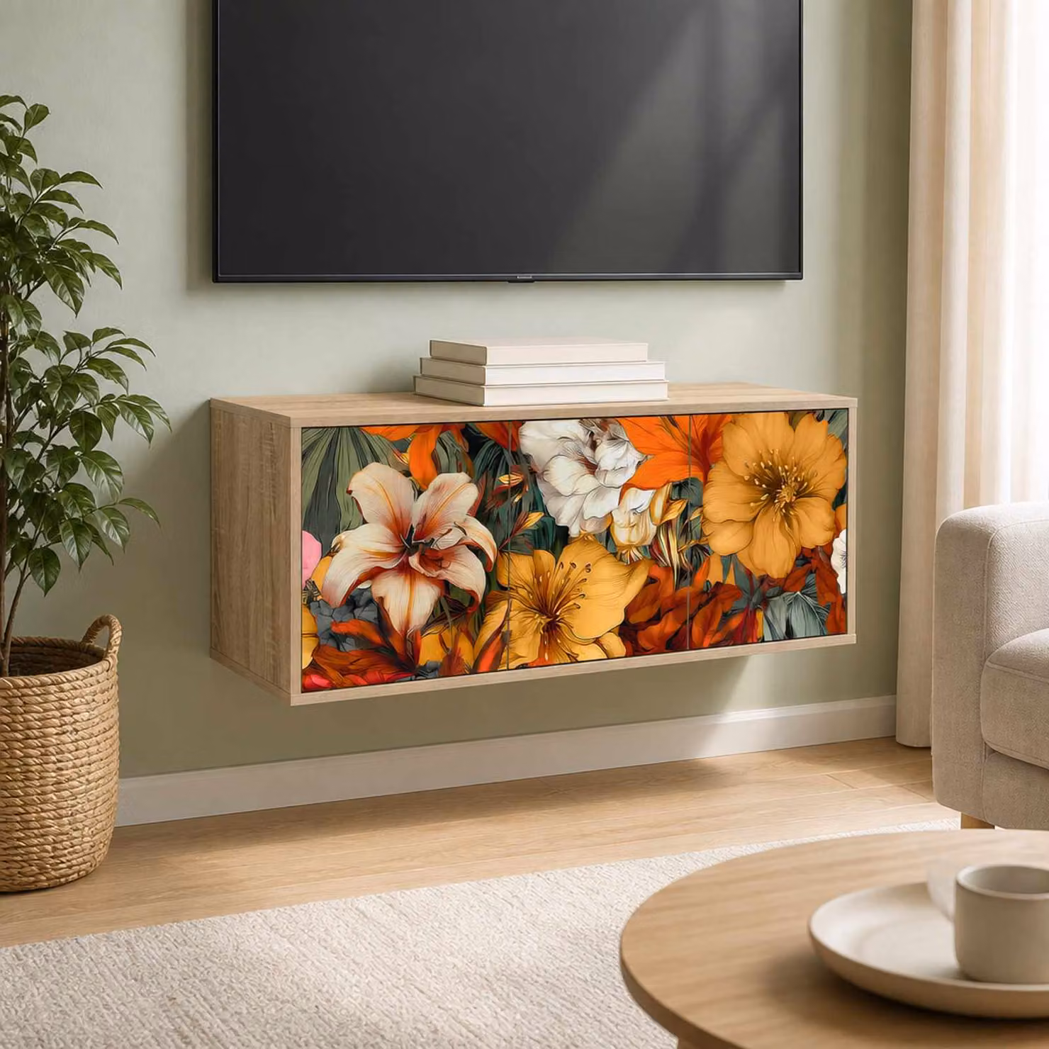 Mobile TV da parete vidaXL GENNEP in Rovere Sonoma, L/P/H: 102 x 33 x 40 cm